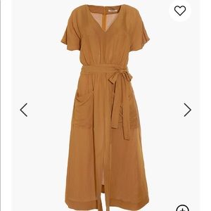 madewell linen-blend tie-waist midi dress